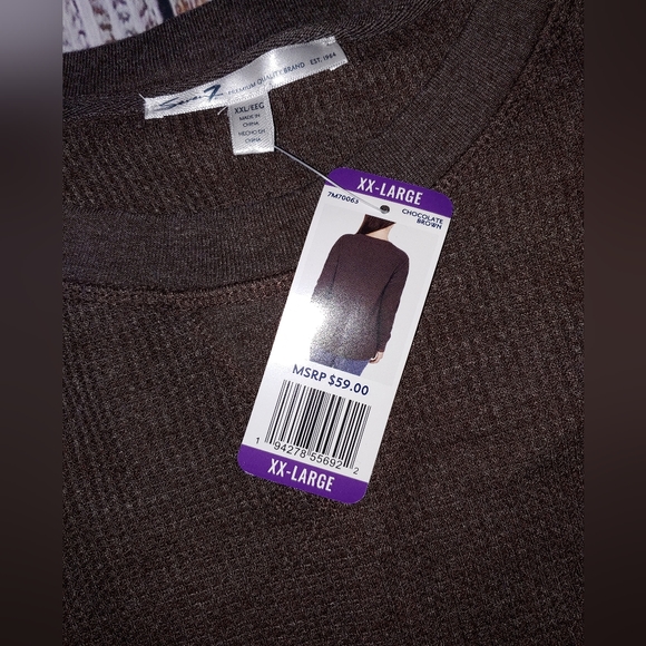 NWT Seven7 Waffle Knit Shirt, Brown, XXL - Picture 3 of 6